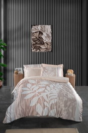 L'essentiel linge de maison Juego de Funda Nórdica Doble 200x220 cm, Microsatén y Algodón, Impresión 3D Crema y Blanco